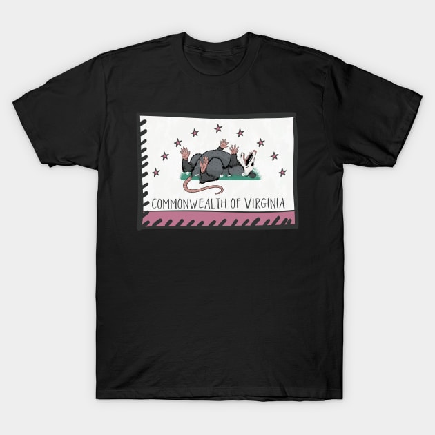 Funny Possum - Commonwealth of Virginia Flag T-Shirt by Toodles & Jay